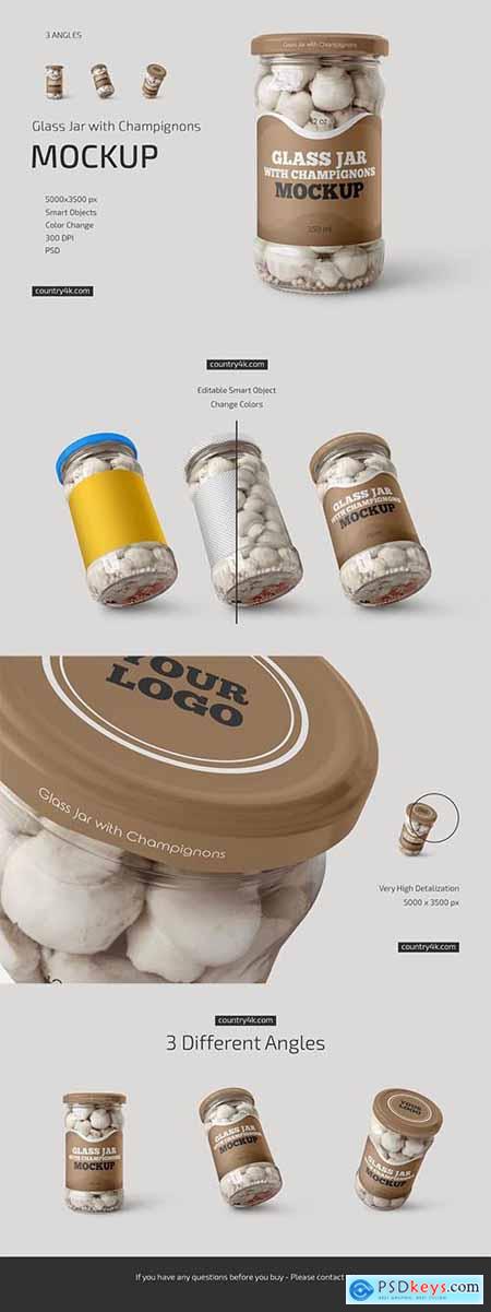 Glass Jar with Champignons Mockup 6505505