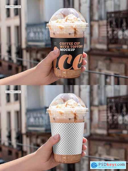 Iced Coffee Cup with Topping Mockup 6447104