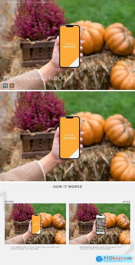 iPhone 13 Pro Max in Woman Hand Halloween Mockup