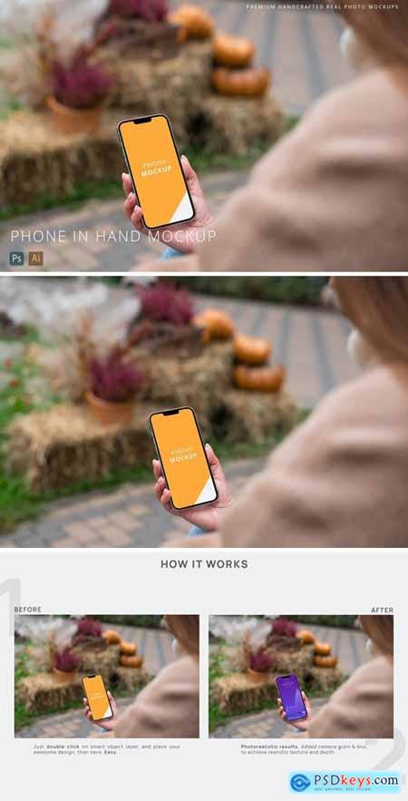 iPhone 13 Pro Max in Woman Hand Halloween Mockup388