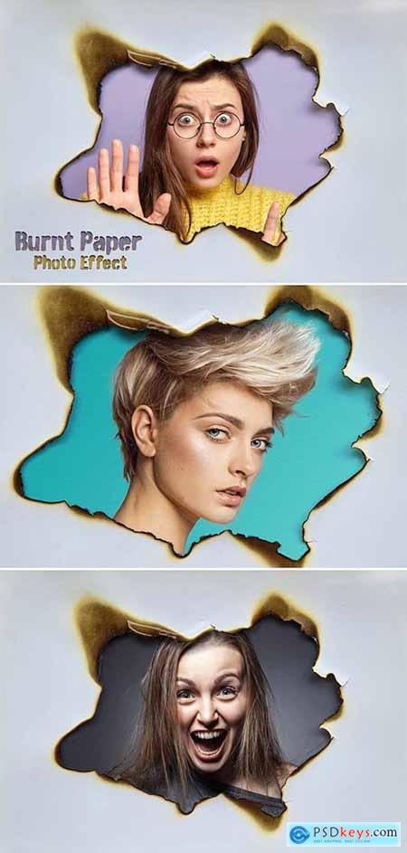 Hole in Burnt Paper Sheet Photo Effect Mockup 463694941
