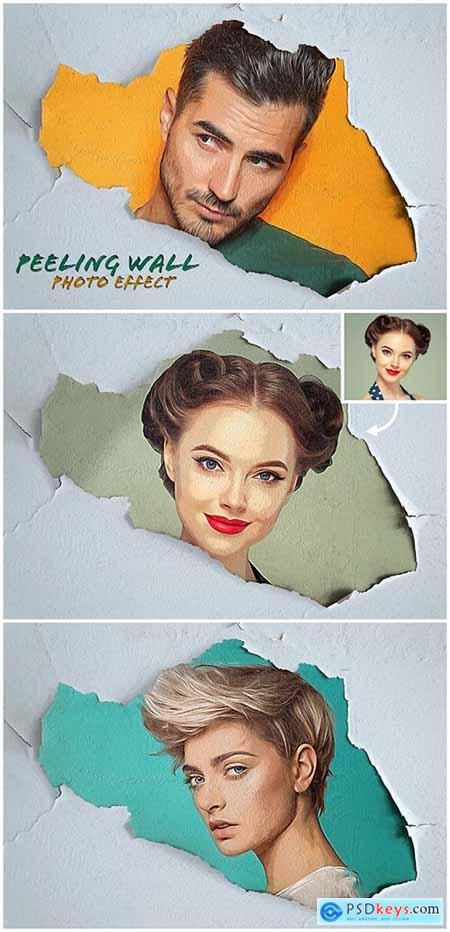 Peeling Paint Photo Effect on Wall Mockup 46231076