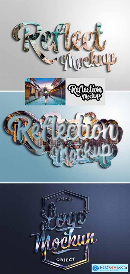 Text Effect Mockup with 3D Glossy Reflection and Shadow 461350653