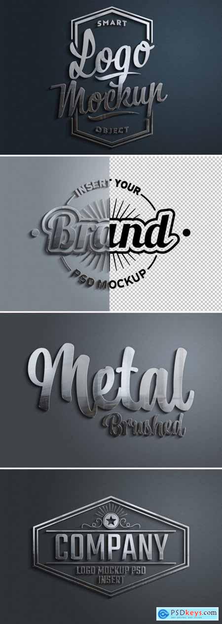 3D Metal Brushed Logo Mockup with Shadows 461350652