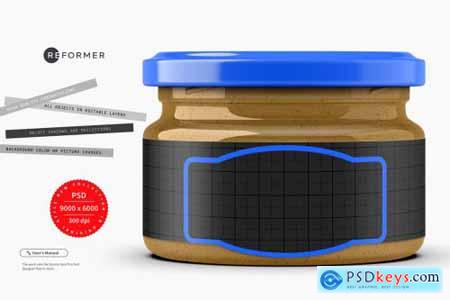 Glass Jar with Peanut Butter Mockup 5967700