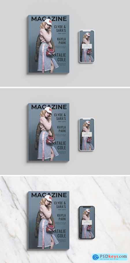 cover magazine with phone mockup