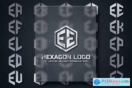 E (A-Z) Hexagon Monogram Logo Creator JWSALKK