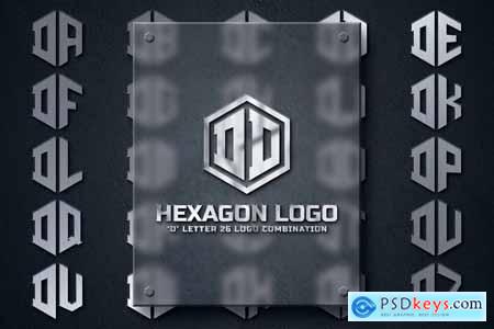 D (A-Z) Hexagon Monogram Logo Creator YX9NUSA