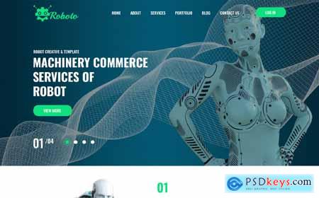 Roboto- AI and IT Startup Agency PSD Template o99520