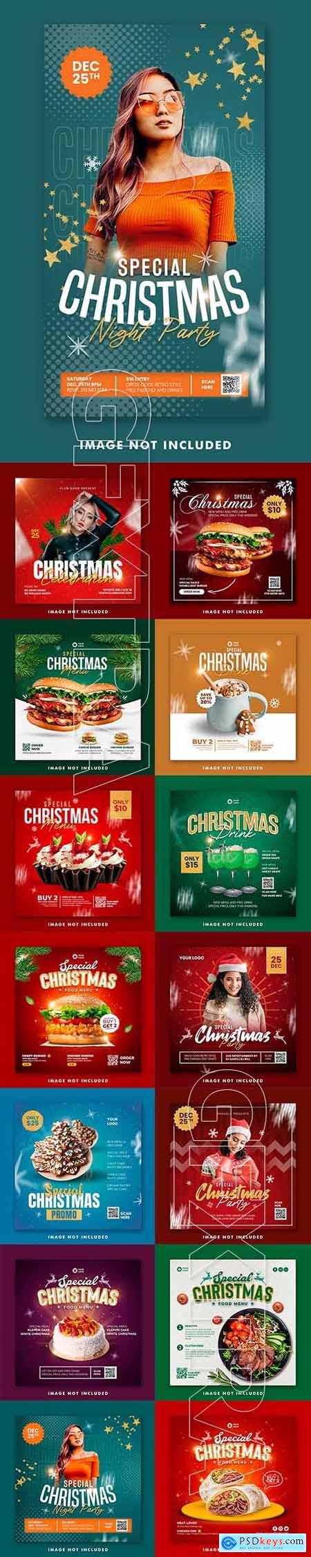Christmas social media post instagram stories template