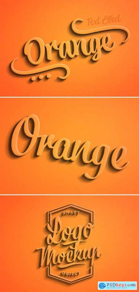Orange 3D Text Effect with Shadow Mockup
