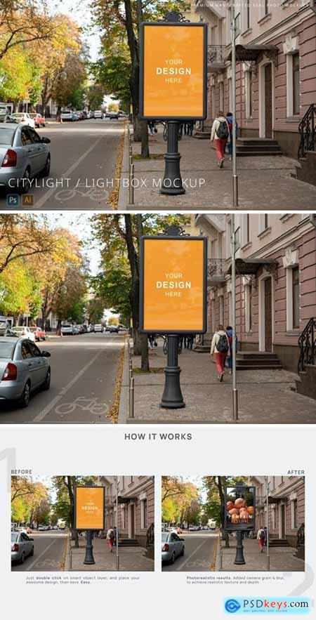 Citylight - Lightbox Poster Autumn Street Mockup