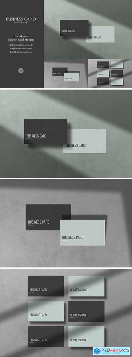 Black-Green Business Card Mockup