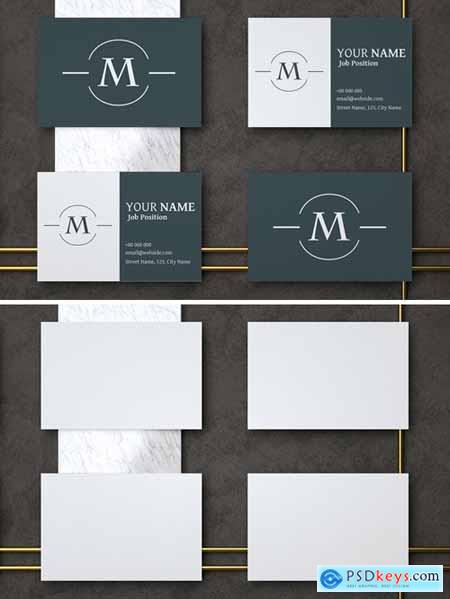 Four realistic and elegant business cards mockup