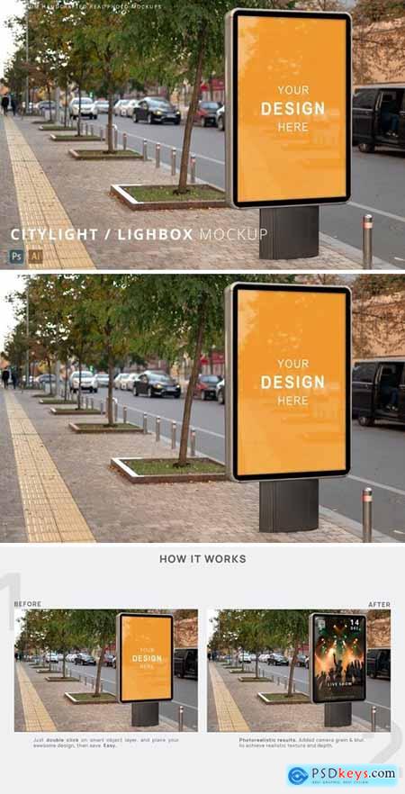Citylight - Lightbox Poster Modern Street Mockup