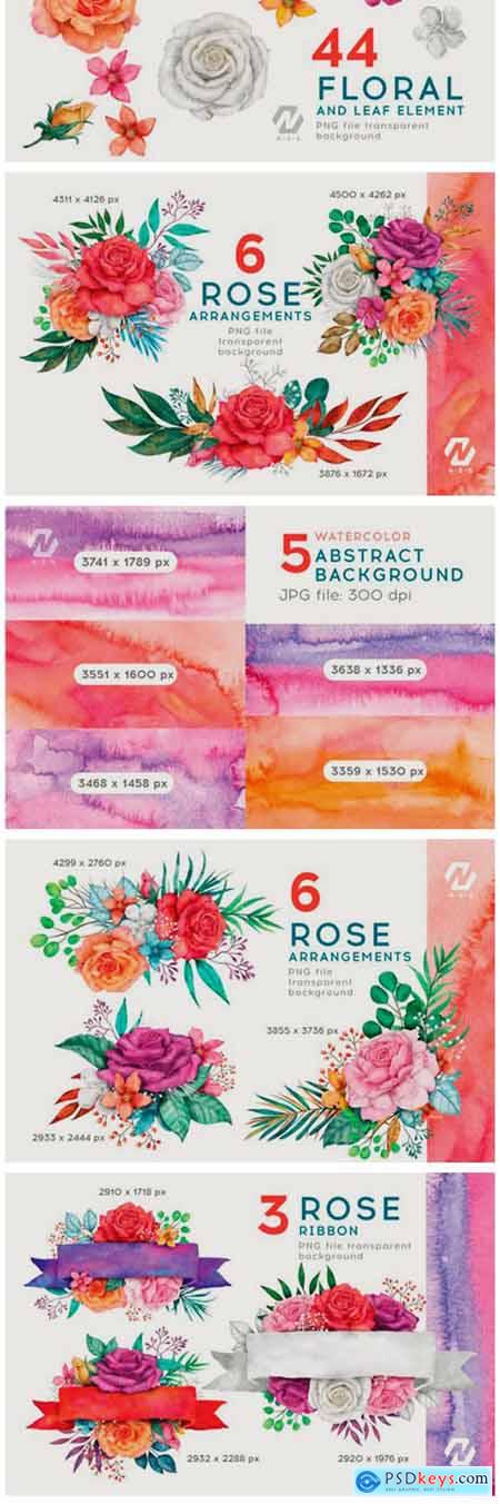 Rose Flower Watercolor Colorful Arts 18906508