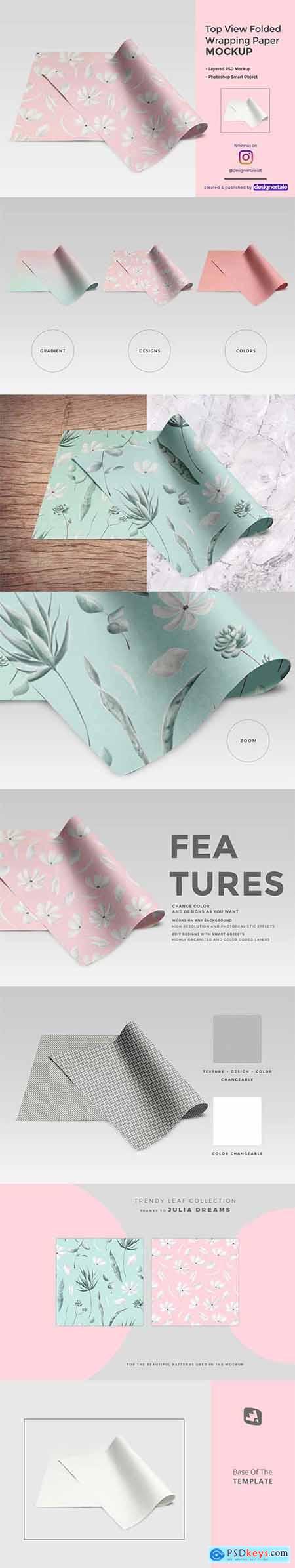 TopView Folded Wrapping Paper Mockup 4446099