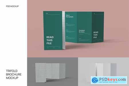 Two Standing Trifold Brochure Mockup Template