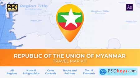 Myanmar Map - Republic of the Union of Myanmar Travel Map 34496583