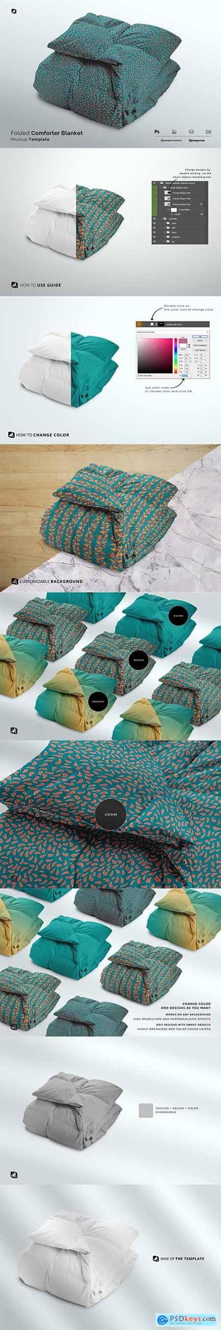 Folded Comforter Blanket Mockup 6331688