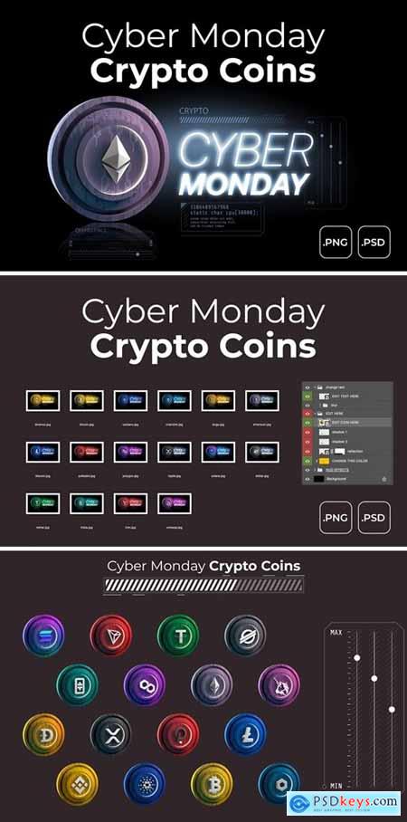 Cyber Monday Sale 16 Different 3D Crypto Coin