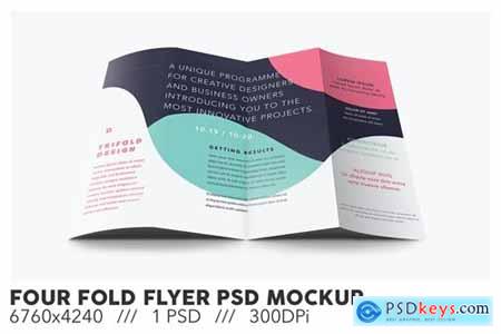 Four Fold Flyer PSD Mockup