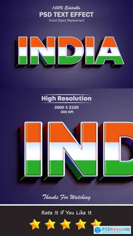 3D India Flag Color PSD Text Effect 34803738