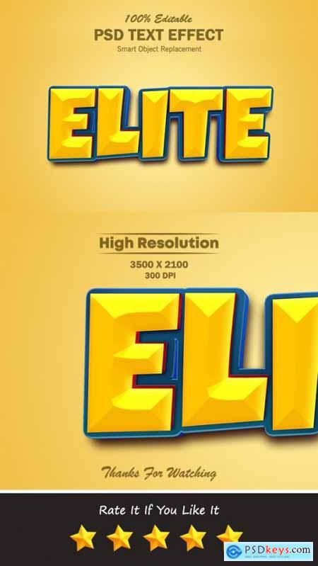 Elite Yellow Color 3D Editable PSD Text Effect 34803421