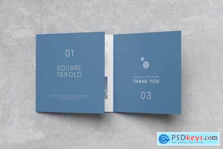 Tri Fold Square Brochure Mockup