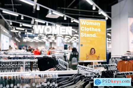 Women Clothes Brand Store Rack Stand Mock-Up