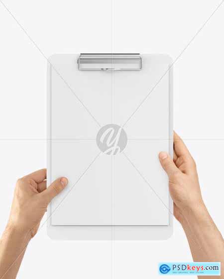 Clipboard with A4 Paper in Hands Mockup 89265