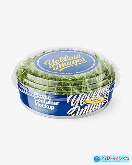 Clear Plastic Container with Arugula Salad Mockup 89170