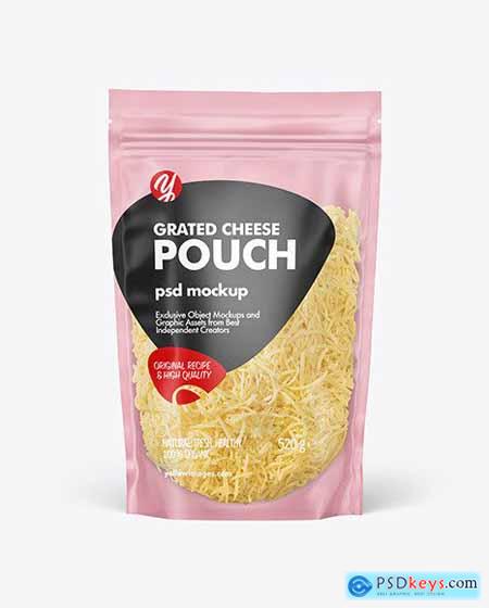 Frosted Plastic Pouch w- Grated Cheese Mockup 89220