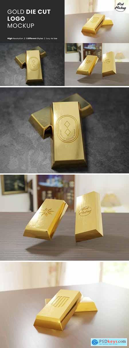 Gold die cut logo mockup