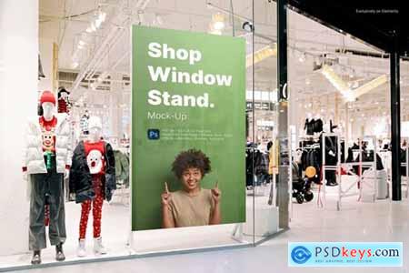Shopping Mall Window Stand Banner Mock-Up