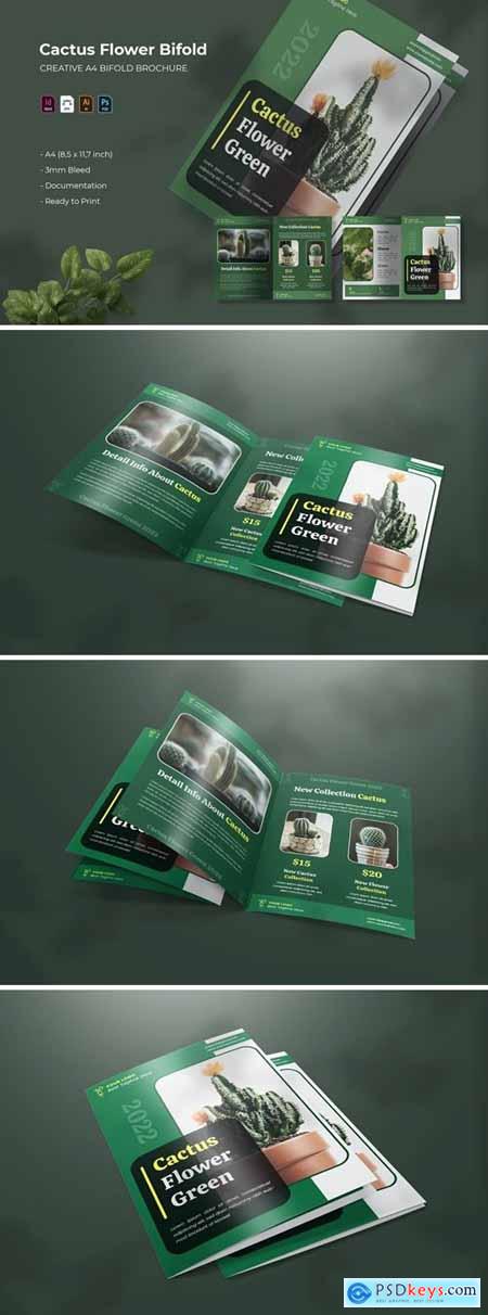 Cactus Flower Green - Bifold Brochure