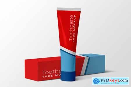 Toothpaste tube and Paper box Mockup