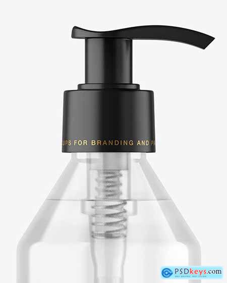 Clear Cosmetic Bottle with Pump Mockup 89326