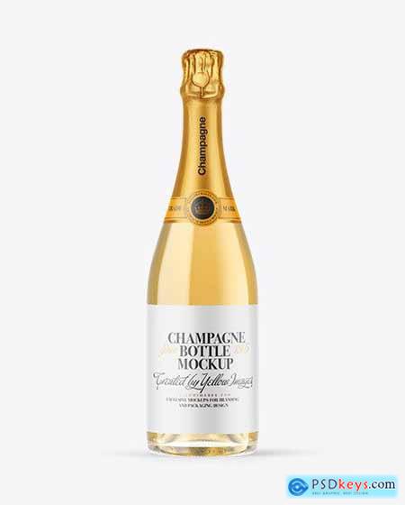 Clear Glass White Champagne Bottle Mockup 89333