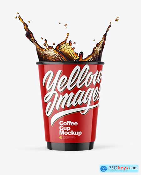 Glossy Paper Coffee Cup w- Splash Mockup 89448