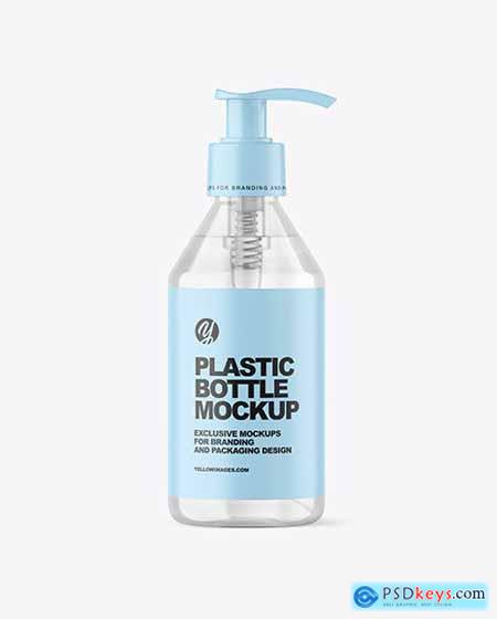 Clear Cosmetic Bottle with Pump Mockup 89326