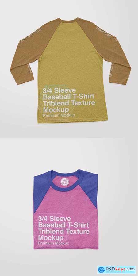 Baseball sleeve tshirt triblend texture mockup