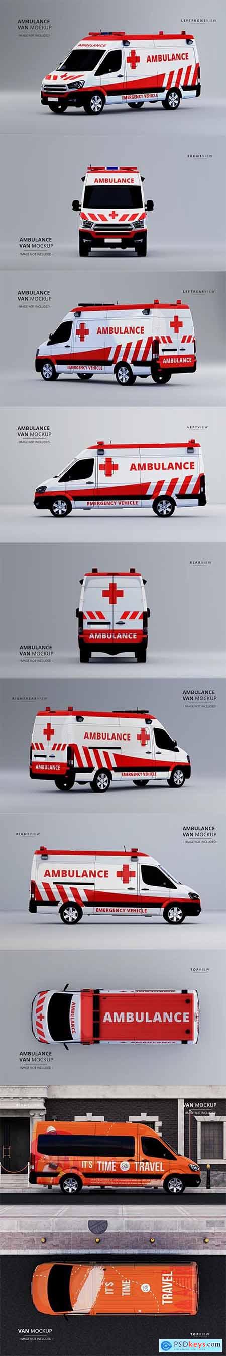 Luxury ambulance van car mockup
