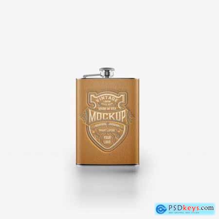 Steel Flask With Leather Wrap Mockup