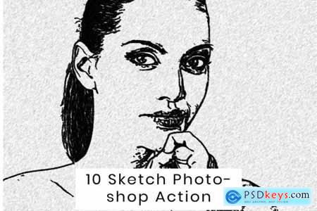 10 Sketch Photoshop Action » Free Download Photoshop Vector Stock image