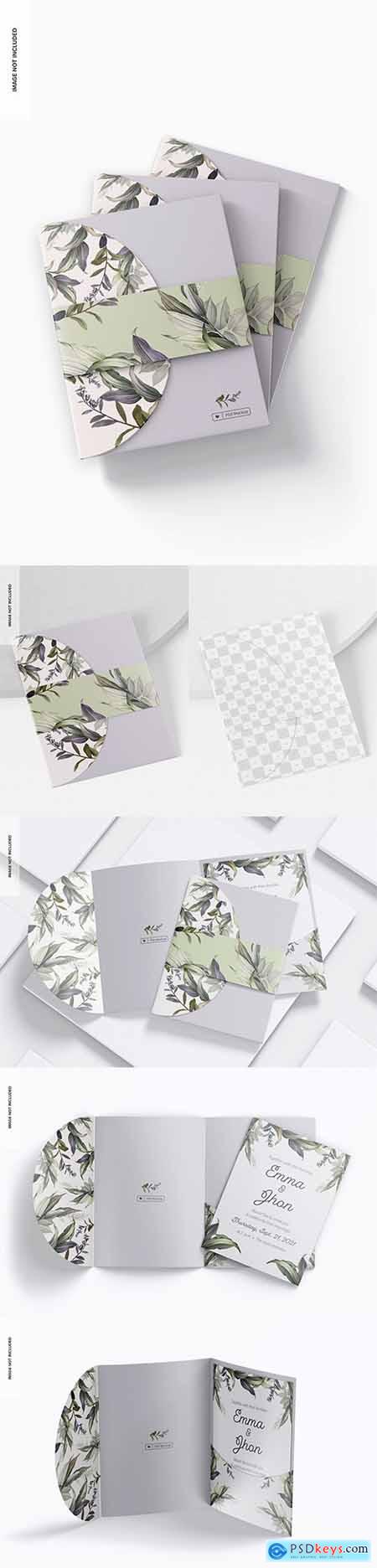 Fold cards with round flap mockup