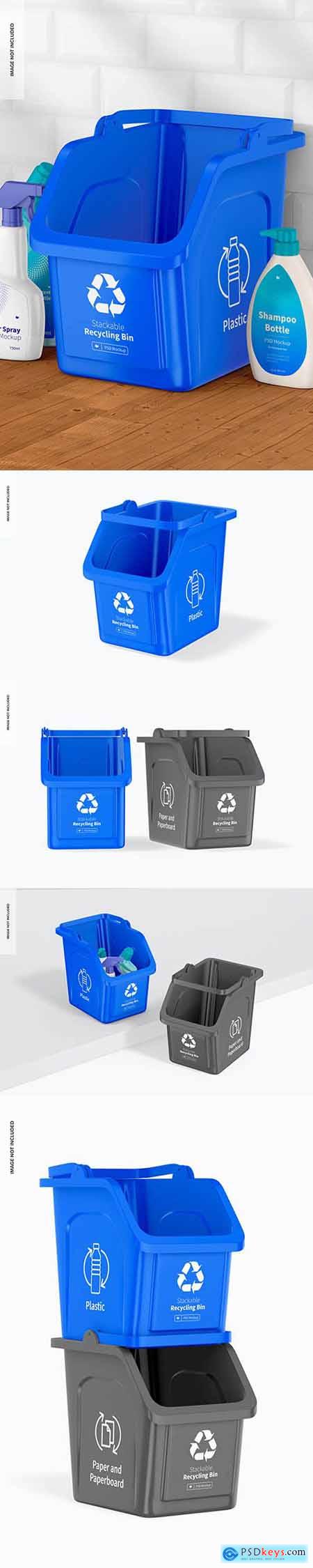 Stackable recycling bins mockup