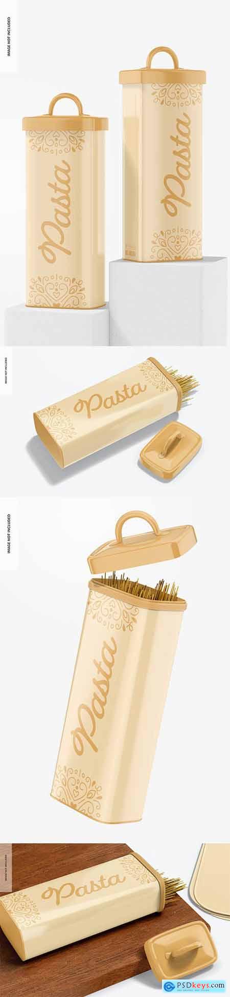 Tall pasta storage container mockup