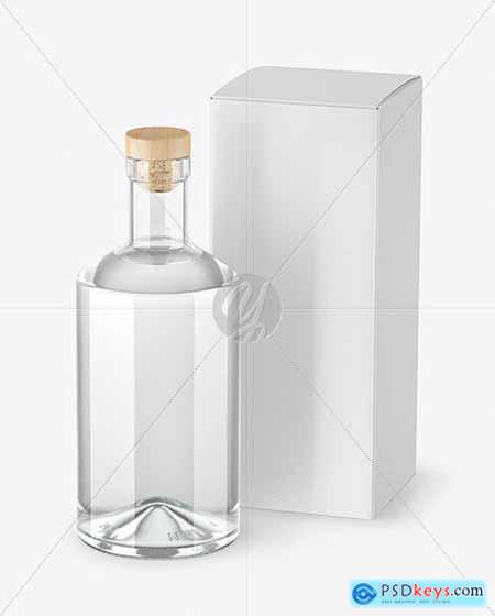 Clear Glass Gin Bottle with Box Mockup 60827