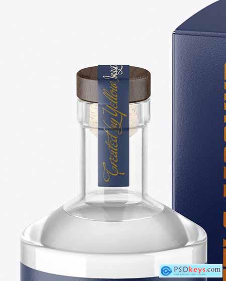 Clear Glass Gin Bottle with Box Mockup 60827
